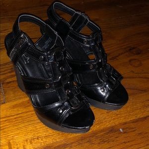 SBICCA Black Strappy Wedges - Size 7